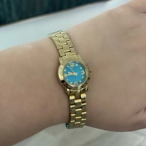Marc by Marc Jacobs Amy watch in gold tone & teal